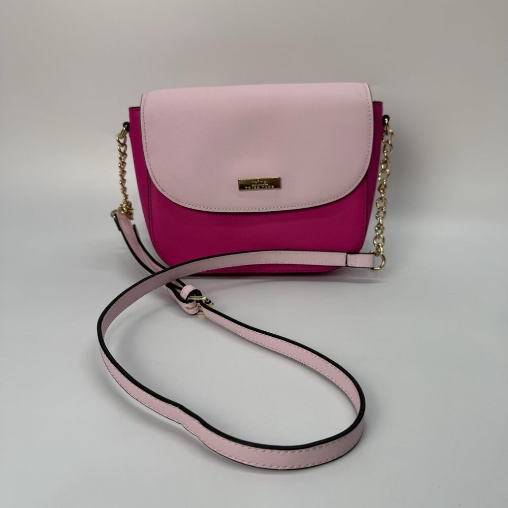 Trina Turk ColorBlock Crossbody Purse Bag Light‎ Pink Fuchsia Metal Chain